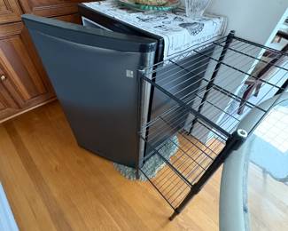 . . . bar/dorm fridge and shelving unit