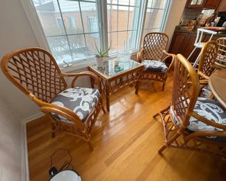 . . . rattan chairs and side table