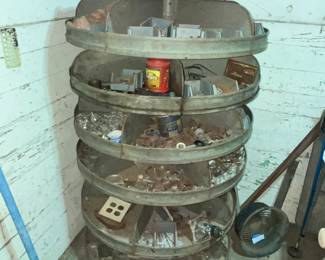 VINTAGE TALL ROTATING BIN FROM HARDWARE STORE
