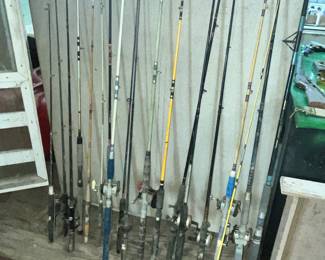 LOTS OF RODS AND REELS