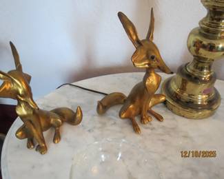 Mid Century Anthony Freeman McFarlin Gold Leaf Ceramic Pottery, Mr. & Mrs. Fox