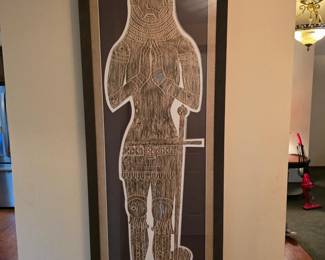4 LargeFramedBrassRubbingOfAMedievalKnightEffigy