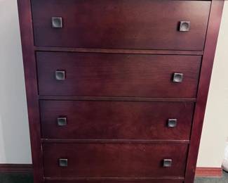 12 ModernWoodCherryFinish5DrawerDresser