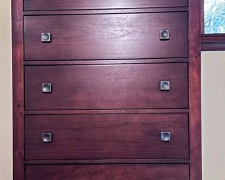 16 ModernCherryFinish5DrawerStandingDresser
