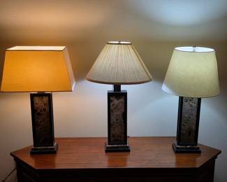 54 3BlackAluminumTableLampsWithGraniteInsertsBase