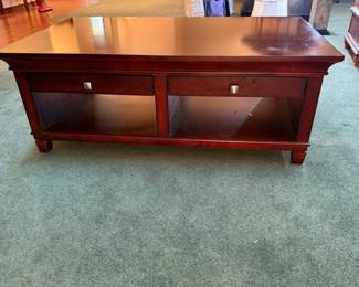 24 DoubleDrawerSingleShelfCherryToneCoffeeTable