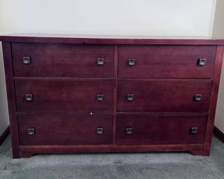 11 ModernCherryFinishWood6DrawerDresser