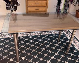 Wood Table w/Glass Top!