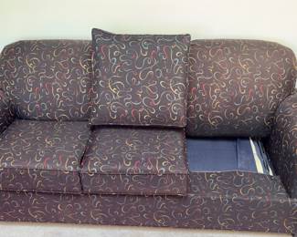 Black w/Multi-Color Swirls Sleeper Sofa!
