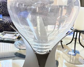Large Glass Teardrop Bowl/Vase w/Metal Base!