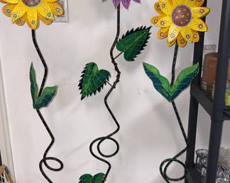 Tall Whimsical Flowers W/Concrete Bases!
