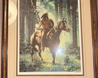 Framed, Matted, Signed & Numbered Indian on Horse!