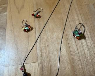 Art-to-Wear Silver Necklace, Earrings, & Ring - Set!