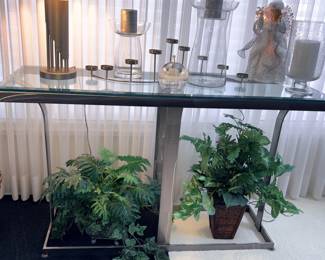 Polished Silver Glass Top Sofa Table!