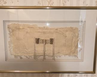 Framed Matted L. Fehling Paper/Fabric Art!
