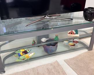 Modern Glass & Metal 3-Shelf TV Console!