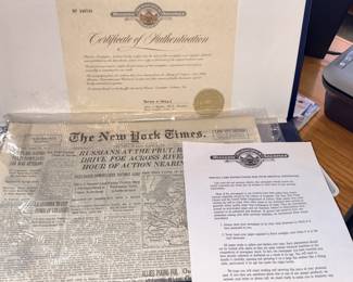 NY York Times Newspaper March 27, 1944 w/COA!
