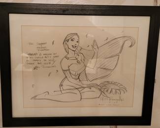 Disney Artist Pres Romanillos Original Drawing  of Pocahontas!