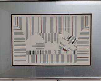 Signed /Numbered Framed & Matted Print ny Edie Harper of Sleeping Cat!
