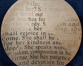 Williams 03 Judaica Cut Glass Round ½ thick Gold Glass Charger (Women Of Valour). See next pic for Signature!
