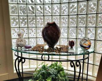 Wrought Iron Glass Top Accent Table!