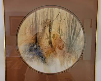 Framed, Matted & Signed Flying Ducks in Woods Watercolor!
