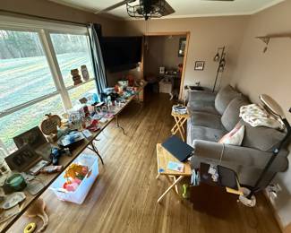 Couch, miscellaneous household items