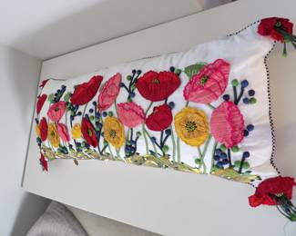MacKenzie-Childs Bold Red Poppy Flowers Lumbar Pillow