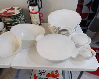 Villeroy & Boch New Wave chip and dip bowl, pasta bowl, sugar bowl and covered serving dish.