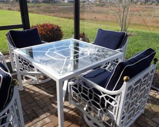 2 sets of Barclay Butera for Castelle Table and 4 swivel rockers