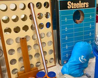 Lawn games and beach tent