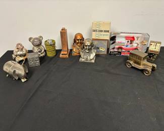 Vintage Metal Banks including Die Cast New In Box Golden Classic Pepsi Cola Truckbank