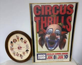 Clown Poster And Needlepoint 