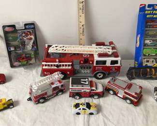 Toy Fire Trucks, Emergency Vehicles and Various Other Cars