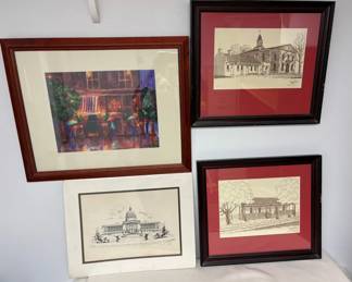 Buildings Art Signed 
