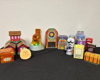Vintage Collectable Tin, Wood, Plastic Banks