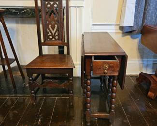 18th Century (1760) single chair and Sutherland table.