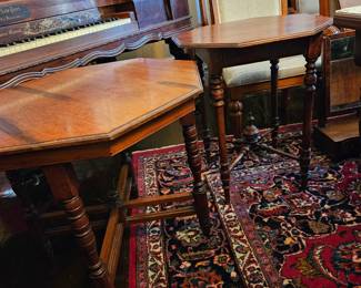 On left Edwardian (1905) octagon table , on right Victorian octagon table.
