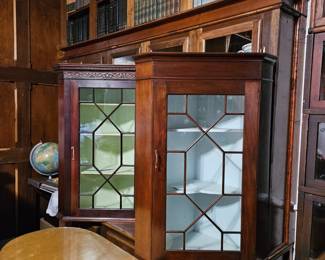 19th century glass corner units