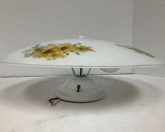 Three Light Bulb Light Fixture with Flowered Shade