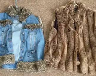Two Vintage Faux Fur Vests Size XL
