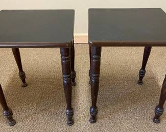 Dark Wood Nesting Tables with Black Tops
