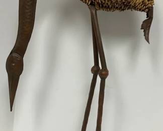 Vintage Shorebird SculptureRattan  Metal