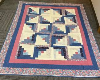 Quilt With Pink Blue Tones