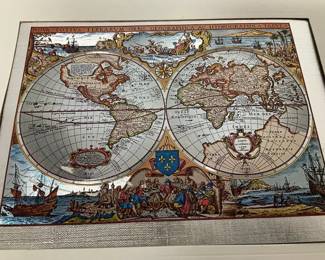 1070s Foil Print Reproduction of Nova Totivs Terrarvm Orbis Geographica AC Hydrographic Tabvla