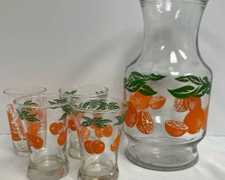 Vintage Anchor Hocking Juice Carafe Glasses  A Kraft Swanky Swig Juice Glass