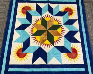 Sunburst Quilted Wall Hanging Or Lap Blanket