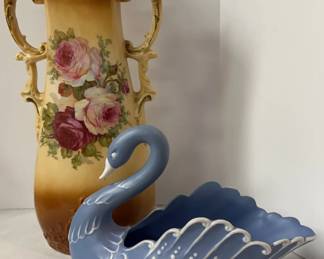 Vintage Vase and Decorative Swan