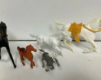 Five Vintage Plastic Horses 