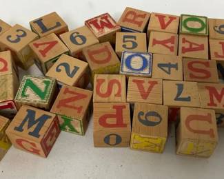 Vintage Wooden Alphabet Number Blocks